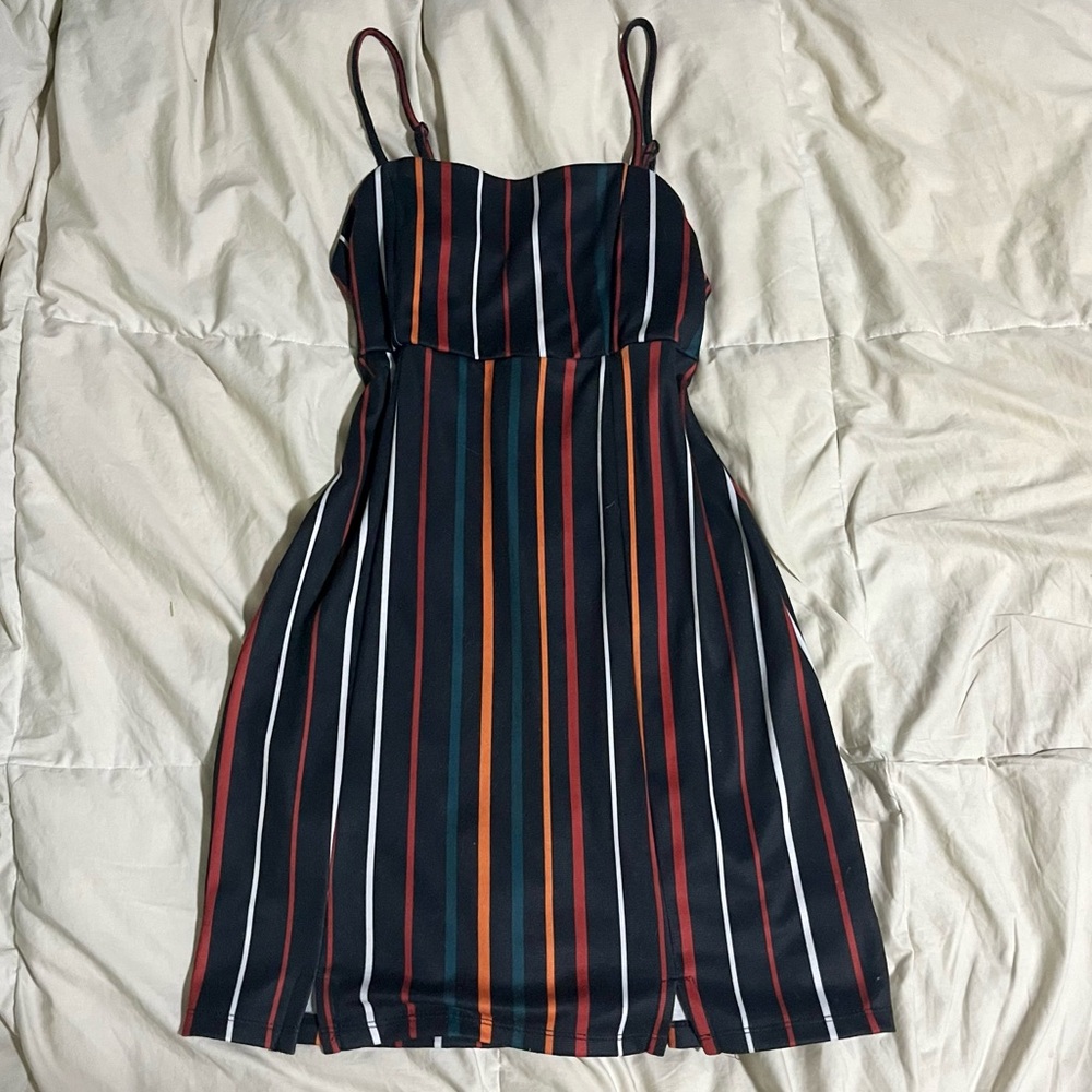 Wild Fable Black Multi Striped Dress